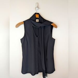 CAbi Sleeveless Black Fringe Blouse, Sz M